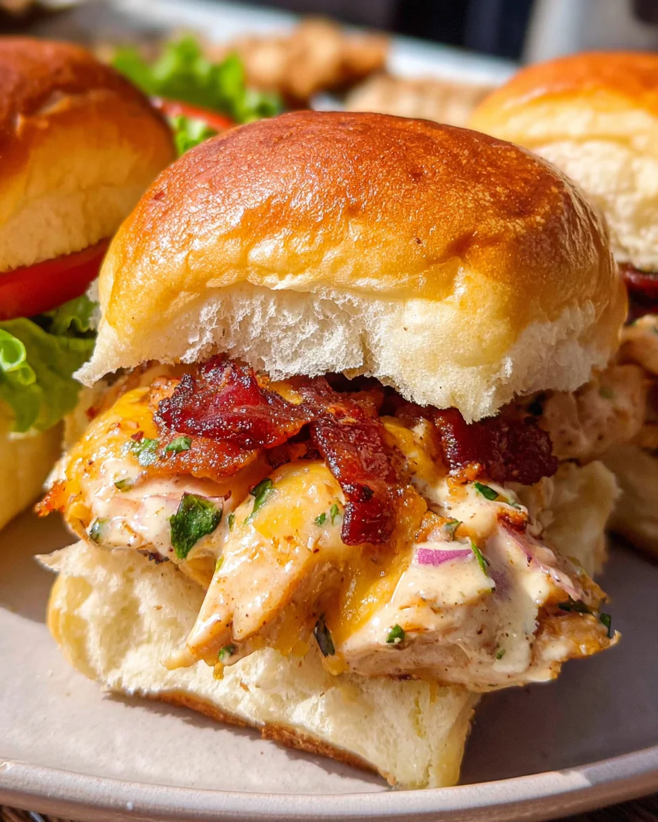 Bacon Ranch BBQ Chicken Sliders