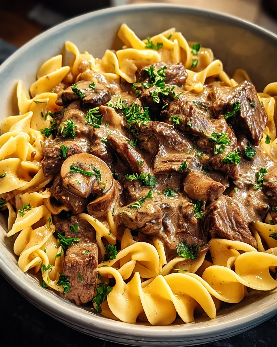 Beef Stroganoff with Egg Noodles