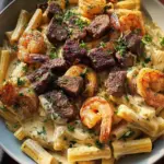 Blackened Steak and Shrimp Alfredo