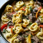 Cheesesteak Tortellini in Creamy Provolone Sauce