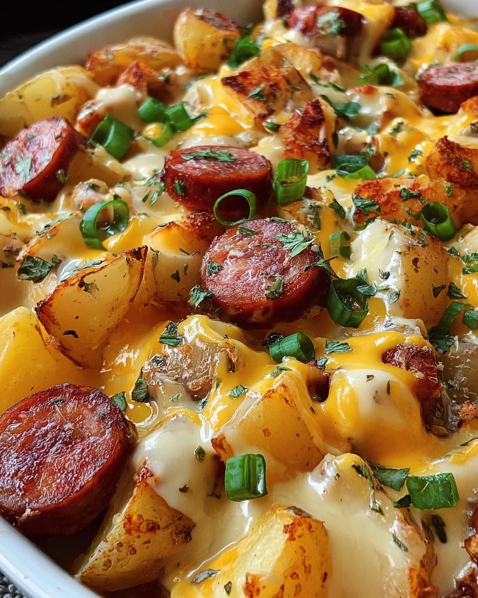 Cheesy Ranch Potatoes and Smoked Sausage