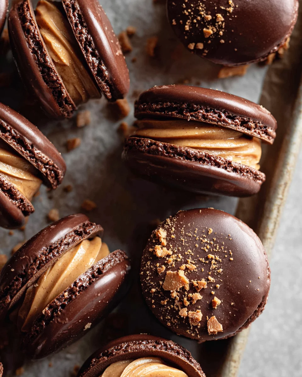 Chocolate Peanut Butter Macarons