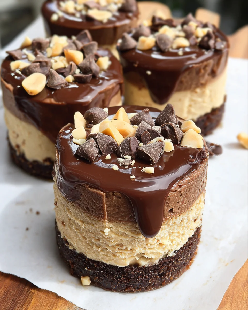 Chocolate Peanut Butter Mini Cheesecakes