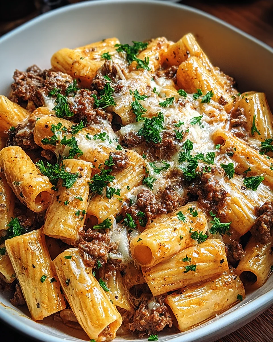 Creamy Parmesan Beef Rigatoni