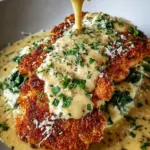 Crispy Parmesan Chicken with a Rich Garlic Sauce