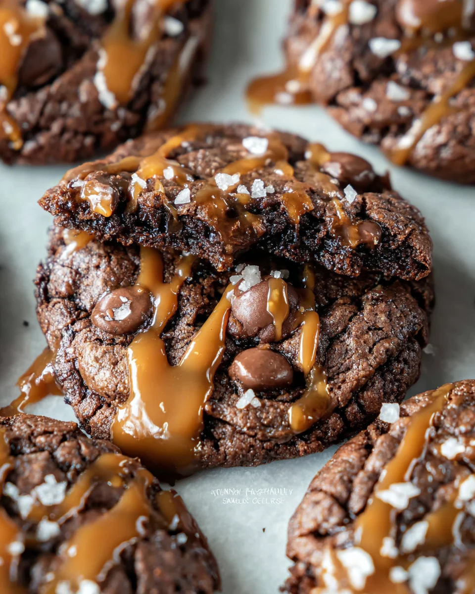 Double Chocolate Salted Caramel Cookies