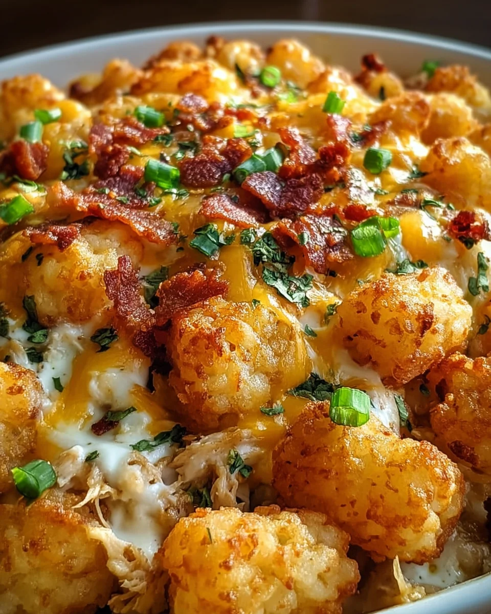 Easy Chicken Bacon Ranch Tater Tot Casserole