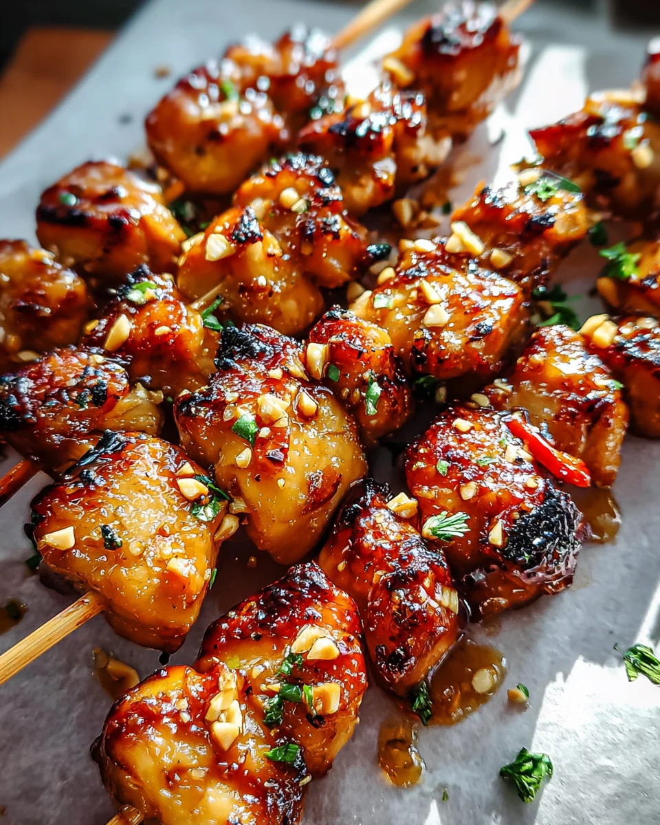 Easy Grilled Asian Chicken Skewers with Honey Garlic Sauce