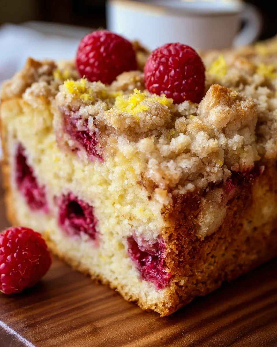 Easy Lemon Raspberry Cake with Crumb Topping