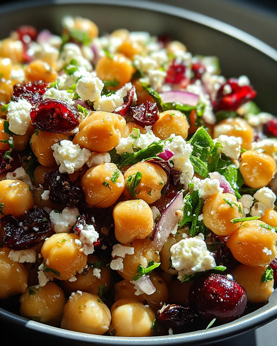 Feta & Cranberry Chickpeas with Lemon Vinaigrette