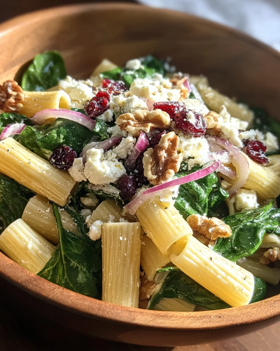 Feta & Cranberry Rigatoni Salad with Lemon Vinaigrette