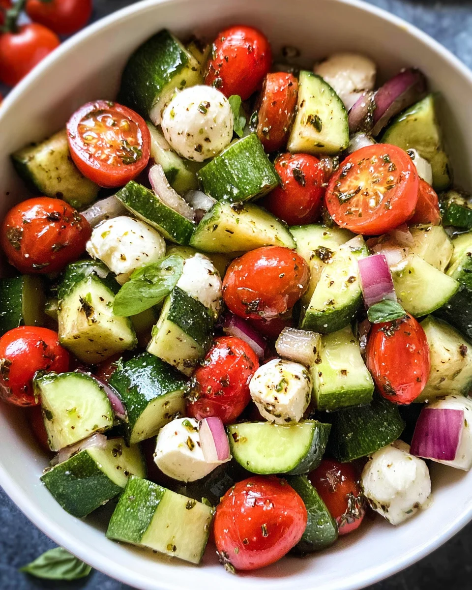 Fresh Cucumber Caprese Salad