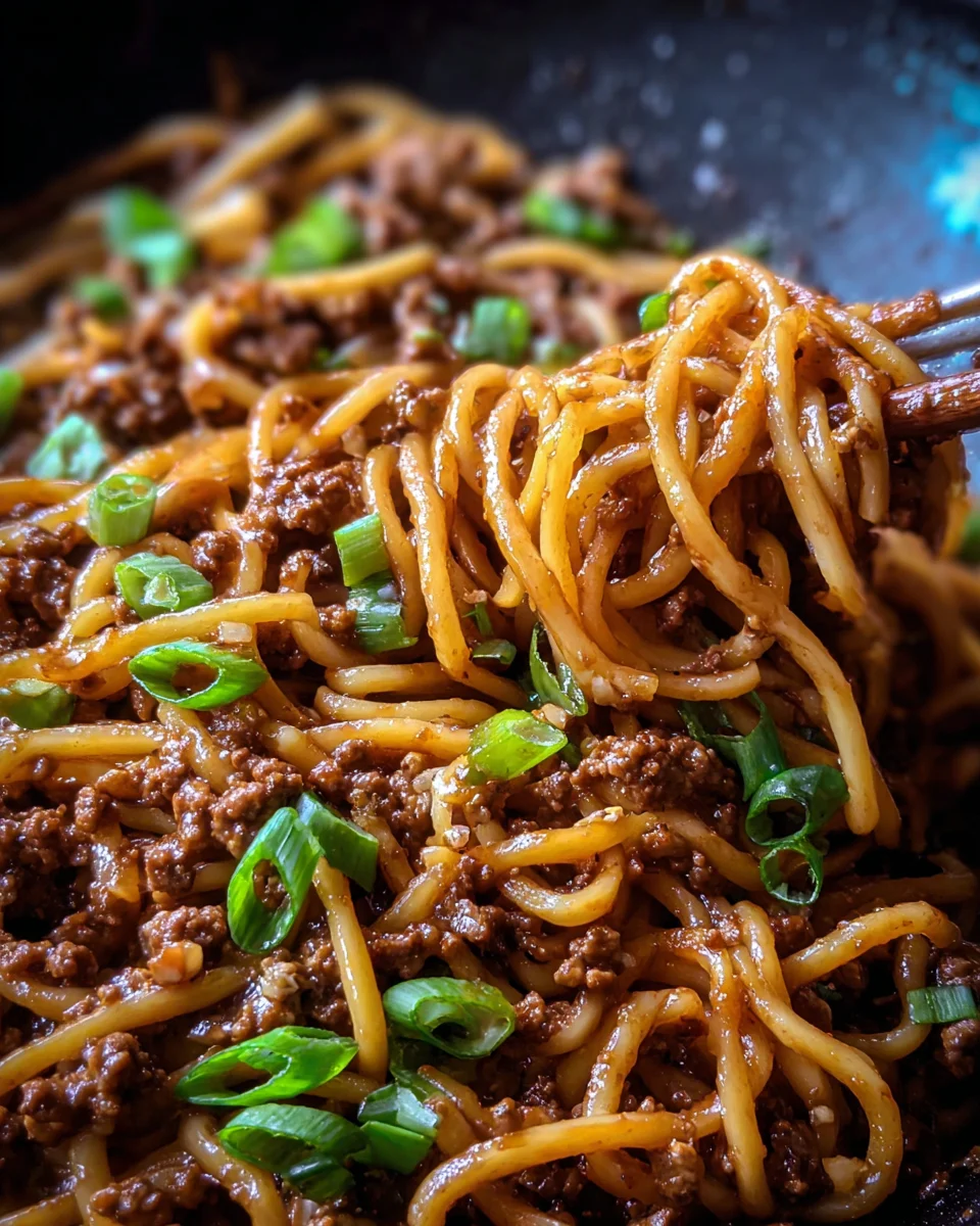 Ground Beef Mongolian Noodles
