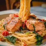 Healthy & Creamy Tuscan Salmon Pasta
