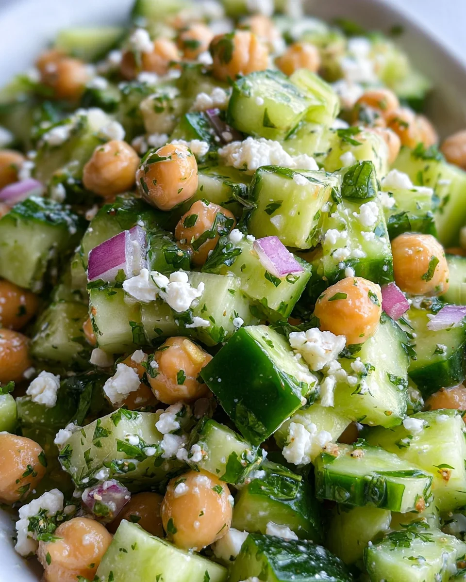 Herby Cucumber Salad with Feta and Chickpeas