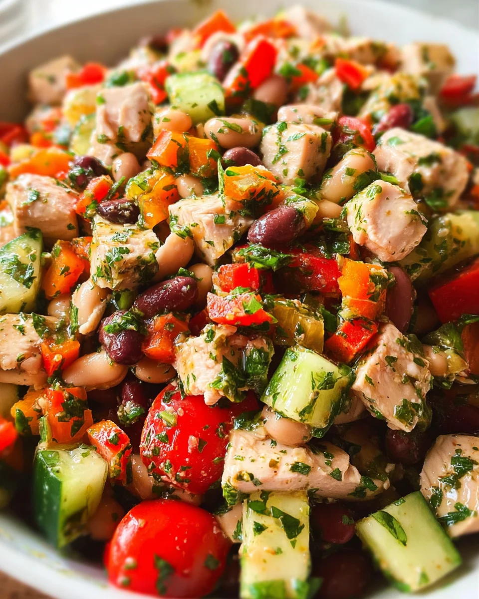 High-Protein Dense Bean Salad with Chicken
