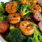 Honey Garlic Shrimp, Sausage, and Broccoli