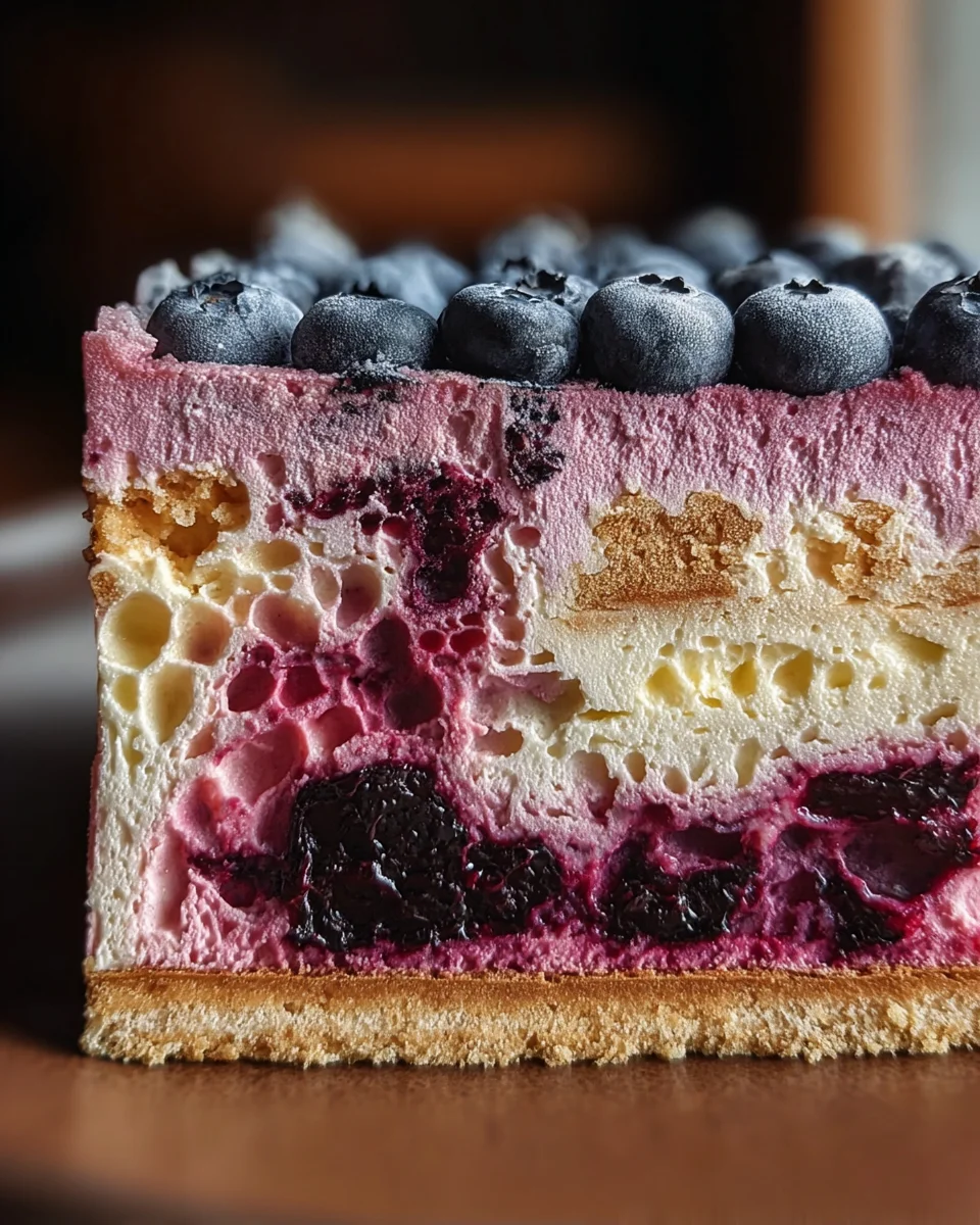 Lemon Blueberry Shortbread Mousse Cake
