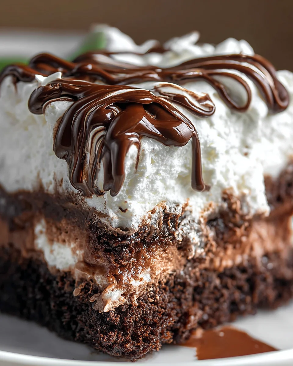 Marshmallow Chocolate Poke Cake
