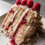 One Bowl Vegan Almond Raspberry Cake with Cream Cheese Frosting