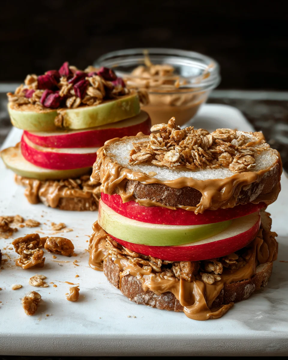 Peanut Butter Apple Sandwiches with Granola
