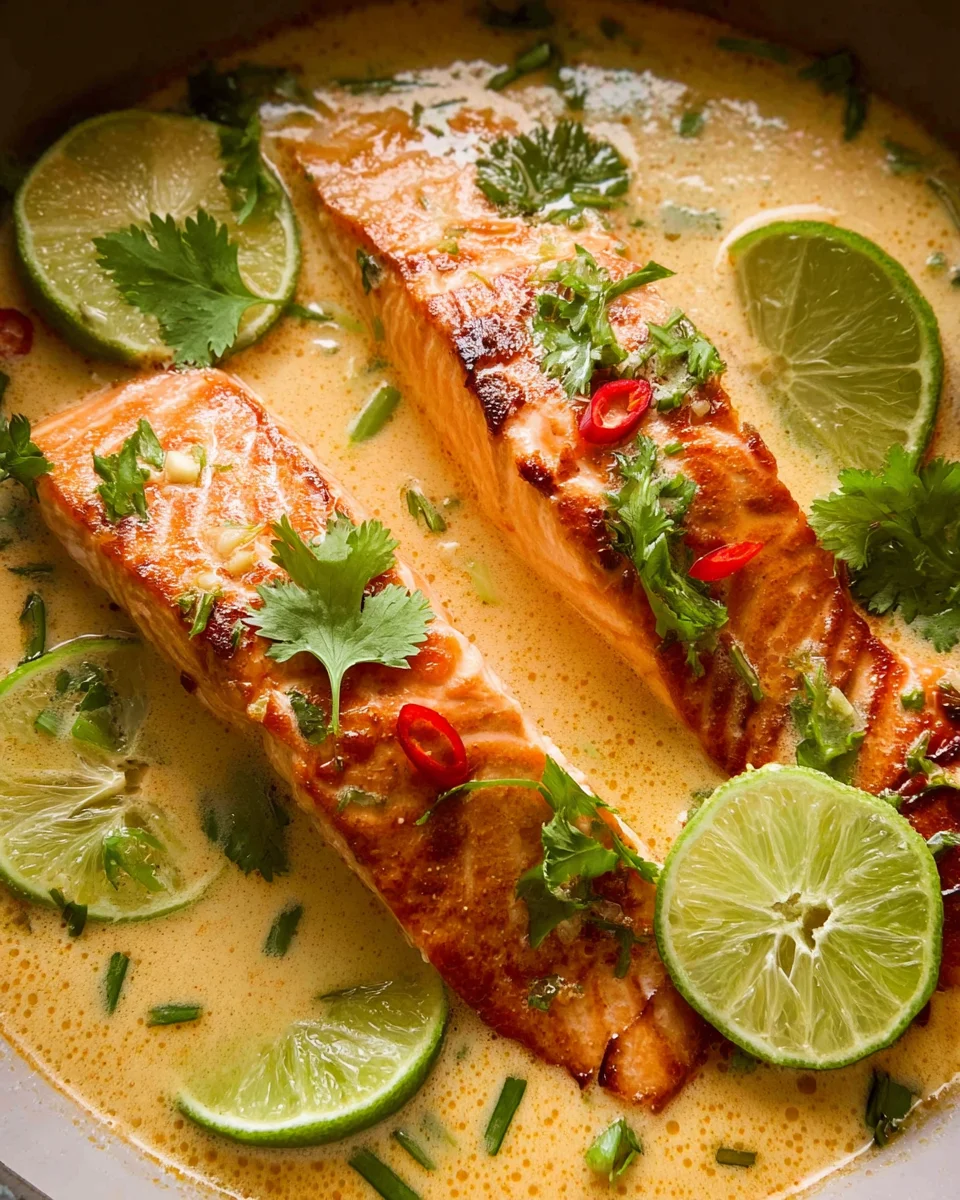 Poached Salmon in Coconut Lime Sauce