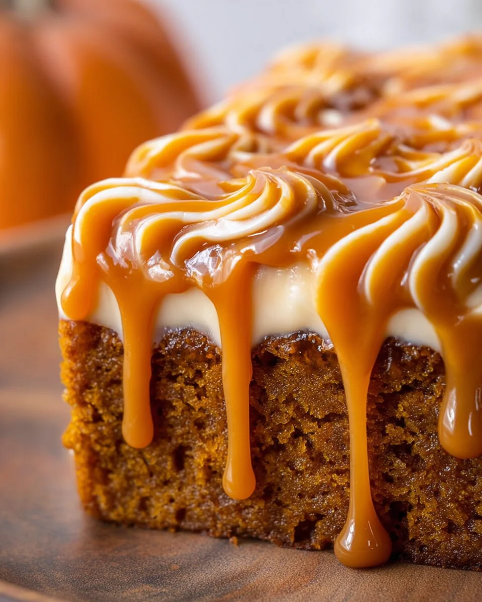 Pumpkin Cake with Caramel Cream Cheese Frosting
