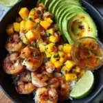Shrimp and Avocado Bowls with Mango Salsa & Lime-Chili Sauce