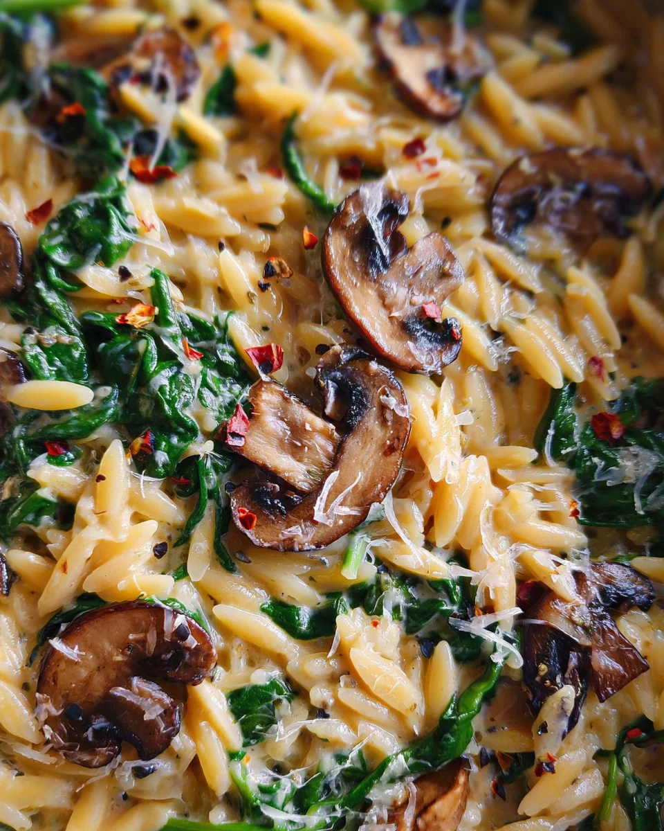 Spinach Mushroom Orzo