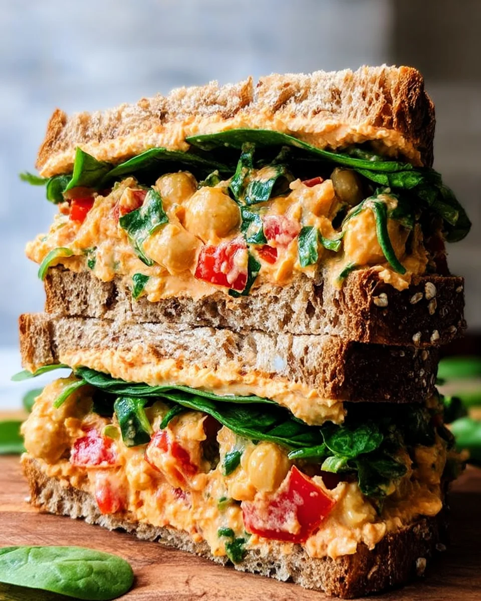 Vegan Buffalo Chickpea Salad Sandwich