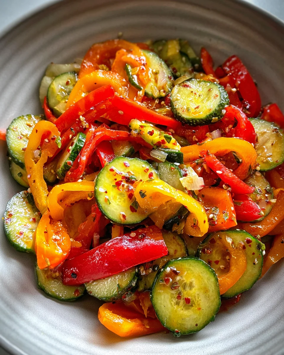 Viral TikTok Cucumber & Bell Pepper Salad