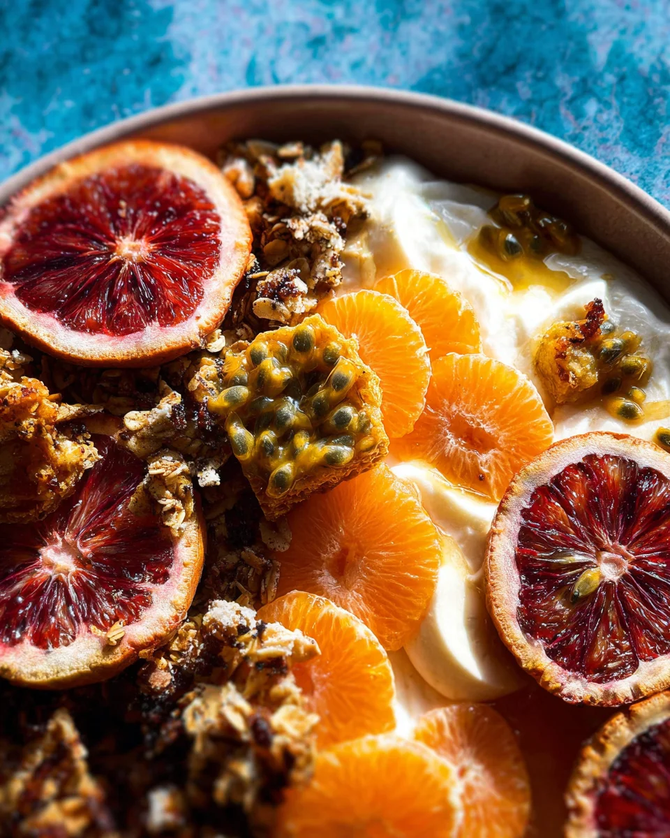 Winter Citrus Ricotta Breakfast Bowl with Honeycomb.